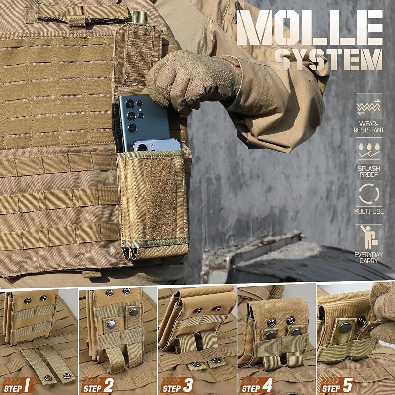 Universal Phone Pouch with MOLLE Attachment - Khaki