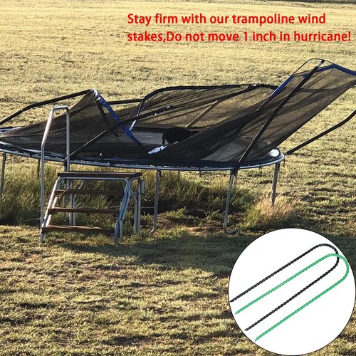 Nigh Coated Rebar Trampoline Wind Stakes Set of 12 Safety Ground Anchors Stakes Extra Heavy Duty Metal Landscape Staples 10 Inches Long (Black)