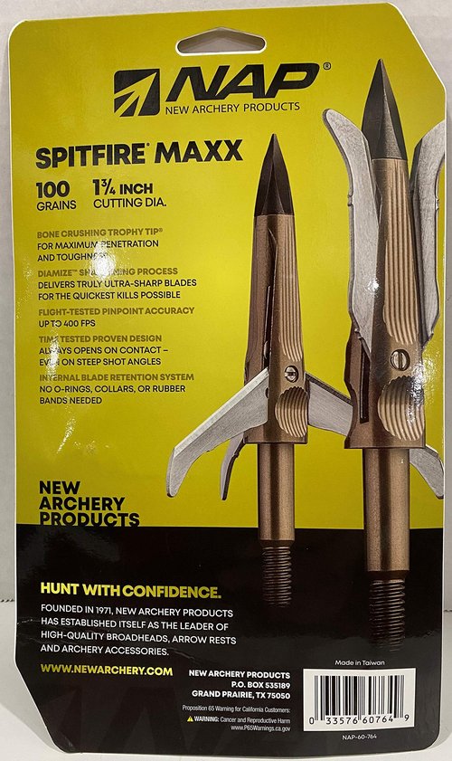 New Archery Products Spitfire MAXX 100 Grain Broadhead 4PK