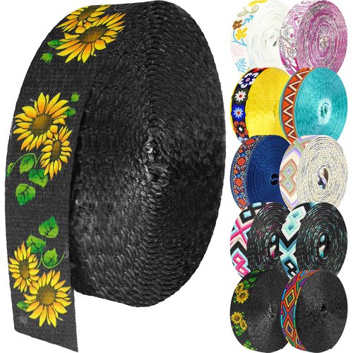 Grosun 1.5 inch Patterned Nylon Webbing Belt Webbing Straps Purse Straps Backpack Straps Nylon Belt for Seatbelt, Bags, Backpacks, Luggage (A, 3.3 Yards)