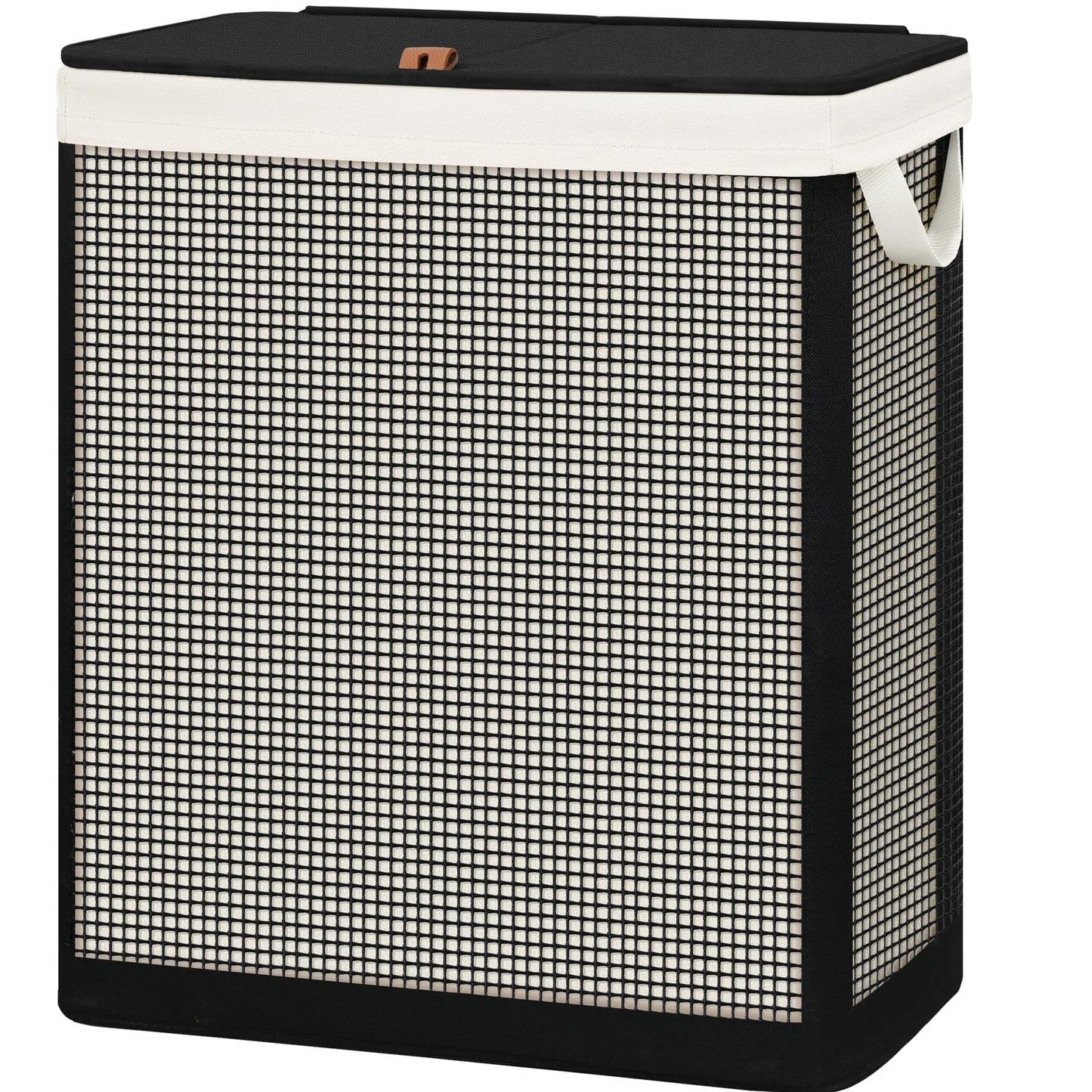 STO STO Double Laundry Hamper with Lid, 140L Large 2 Section Laundry Sorter, Laundry Basket with Removable Washable Canvas Liner Bag, Breathable Clothes Hamper for Bedroom Bathroom Laundry Room Closet