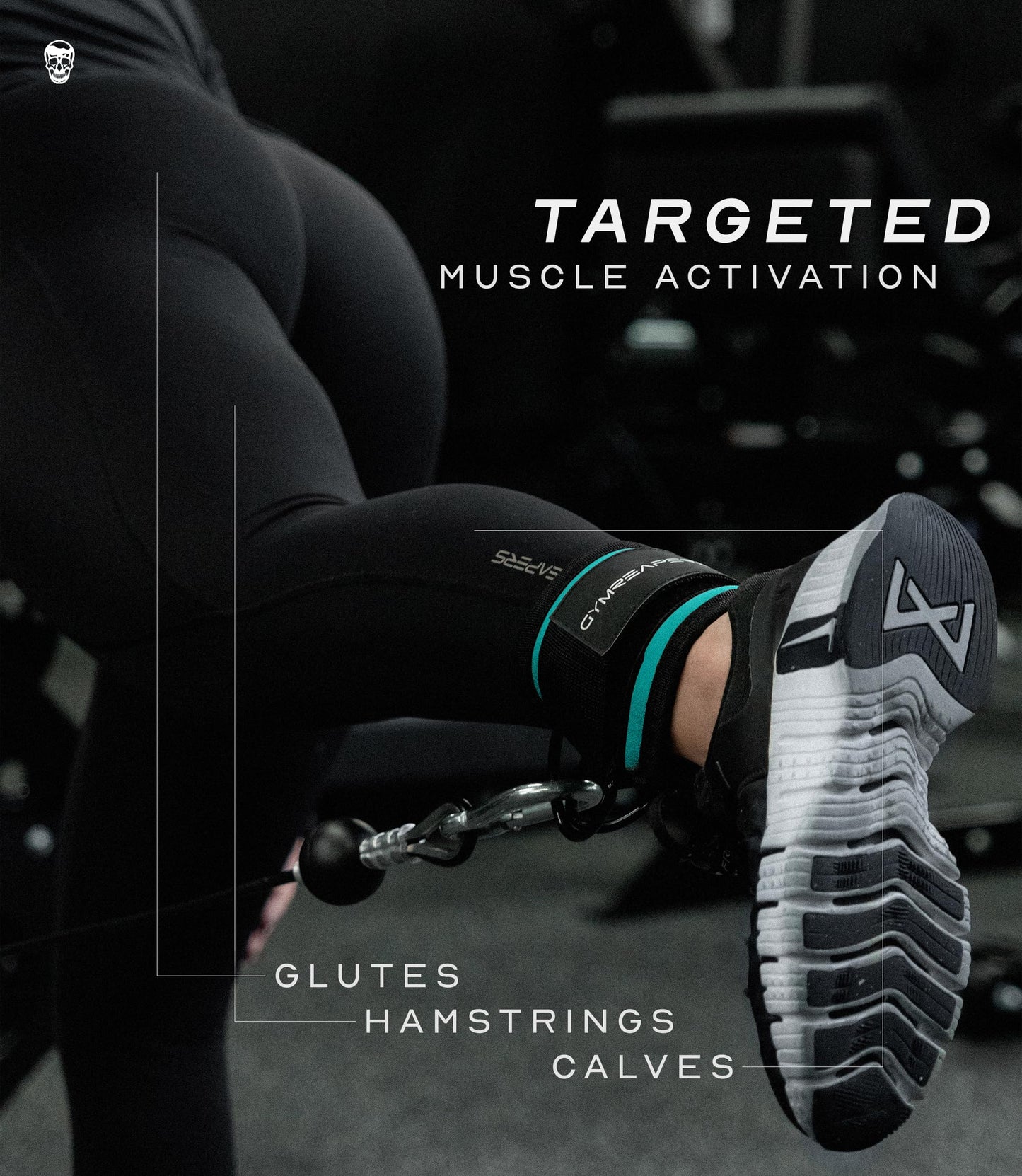Gymreapers Ankle Straps (Pair) For Cable Machine Kickbacks, Glute Workouts, Lower Body Exercises - Adjustable Leg Straps with Neoprene Padding (Cyan, Pair)