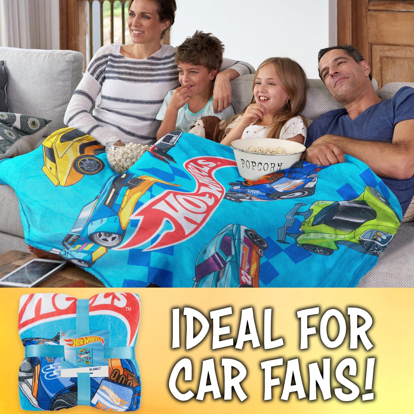 Get Trend Hot Wheels Fleece Throw Blanket, Soft Cozy 59 x 51 Inch, Lightweight, Fluffy Bedding Couch Bed Sofa Decor, Gifts for Kids (Multi Hot Wheels)