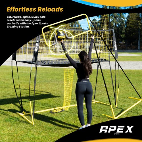 Apex Sports Volleyball Spike Trainer – Adjustable Solo Practice Station for Hitting & Spiking – Durable 25lb Base, Easy Ball Reload – Indoor/Outdoor Training Aid for All Skill Levels
