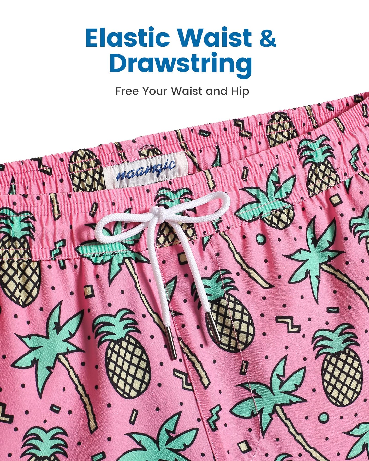 maamgic Swim Trunks Men 2 in 1 Mens Bathing Suit 7 Inch Quick Dry Mens Swimming Trunks with Zipper Pockets