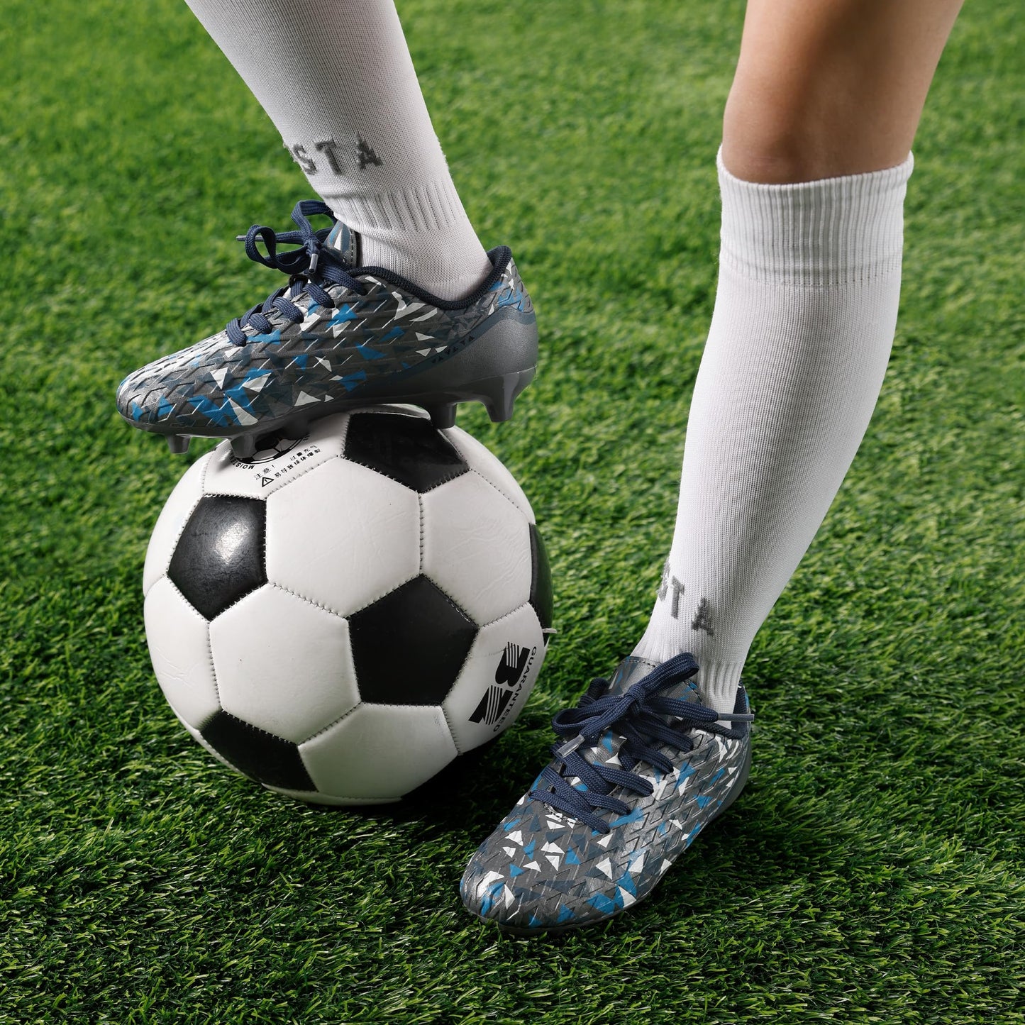 DREAM PAIRS Boys Girls Soccer Cleats,Dark/Grey/Royal/Blue,13 Little Kid