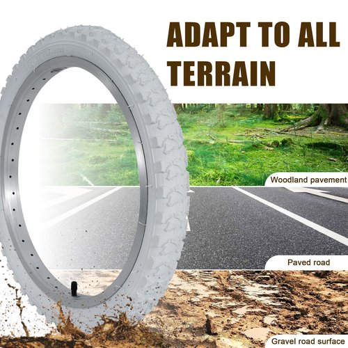 RUHUO 2Sets 18x1.95 Bike Tires and Tubes, Puncture Resistant Off-Road Folding Bicycle Tire Sets 50-355 Compatible with E-Bike Mountain Bike MTB Bicycle All-Terrain Directional Tread, White Color