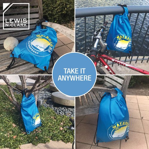 WaterSeals Lewis N. Clark Cinch Locking Backpack | Waterproof Drawstring Bag | Anti-Theft Combination Lock | For Men & Women | Black
