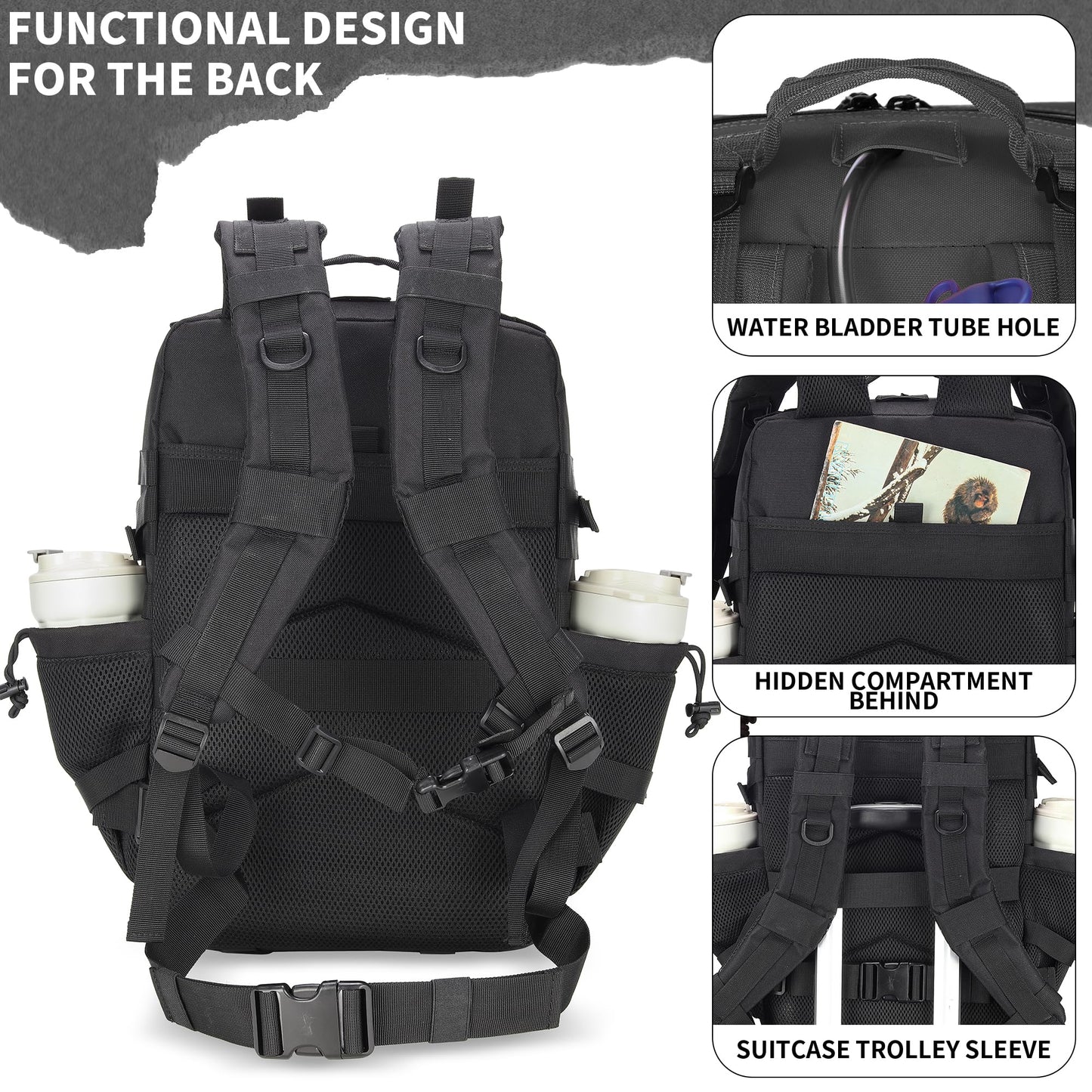 MoonWang 55L Tactical Backpack Heavy Duty Military Rucksack Molle Backpack 3 Day Assault Pack for Work Outdoors