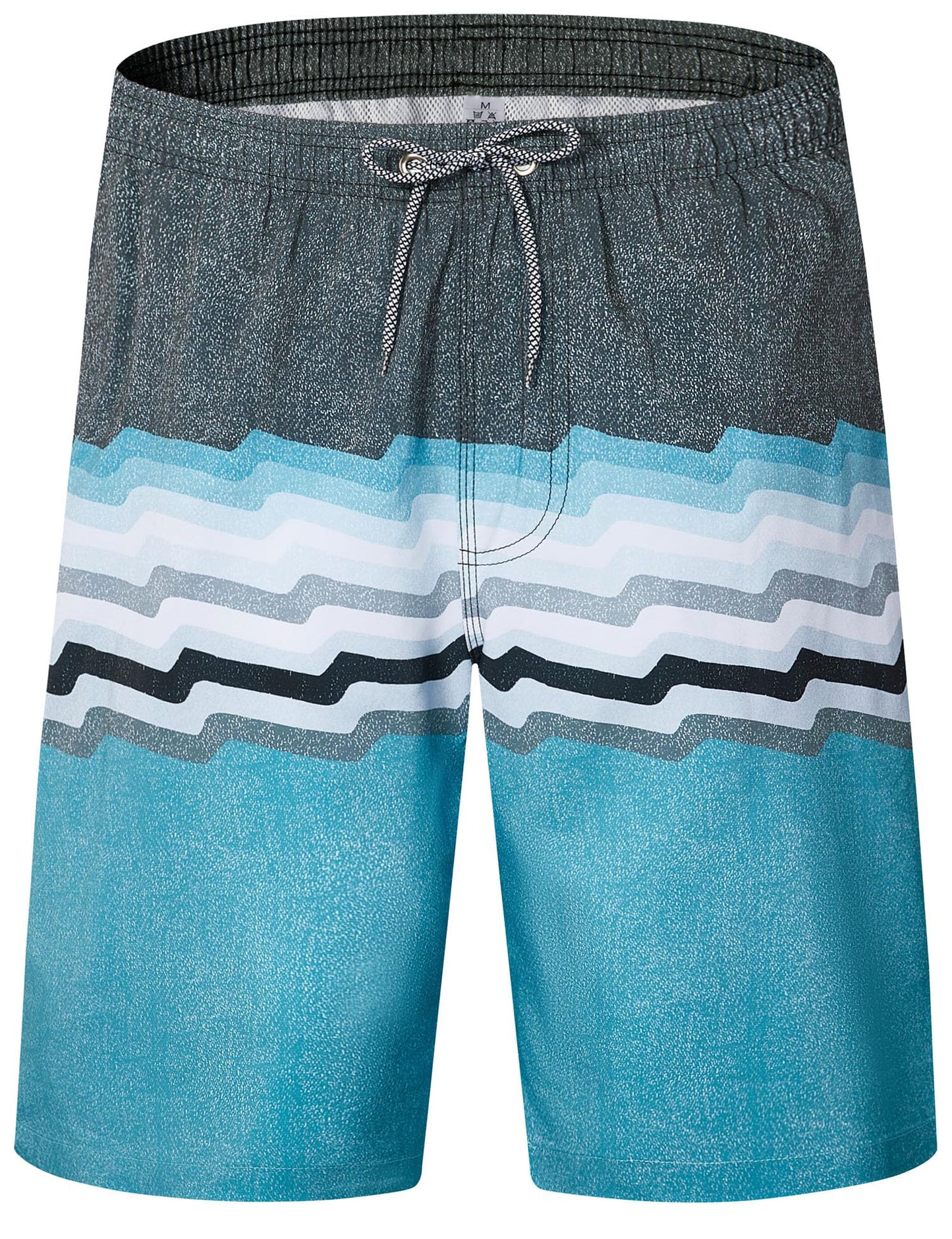 ELETOP Men's Swim Trunks Quick Dry Bathing Suit Swimming Board Shorts Mesh Lining Beach Swimwear Stripe Blue Grey XL
