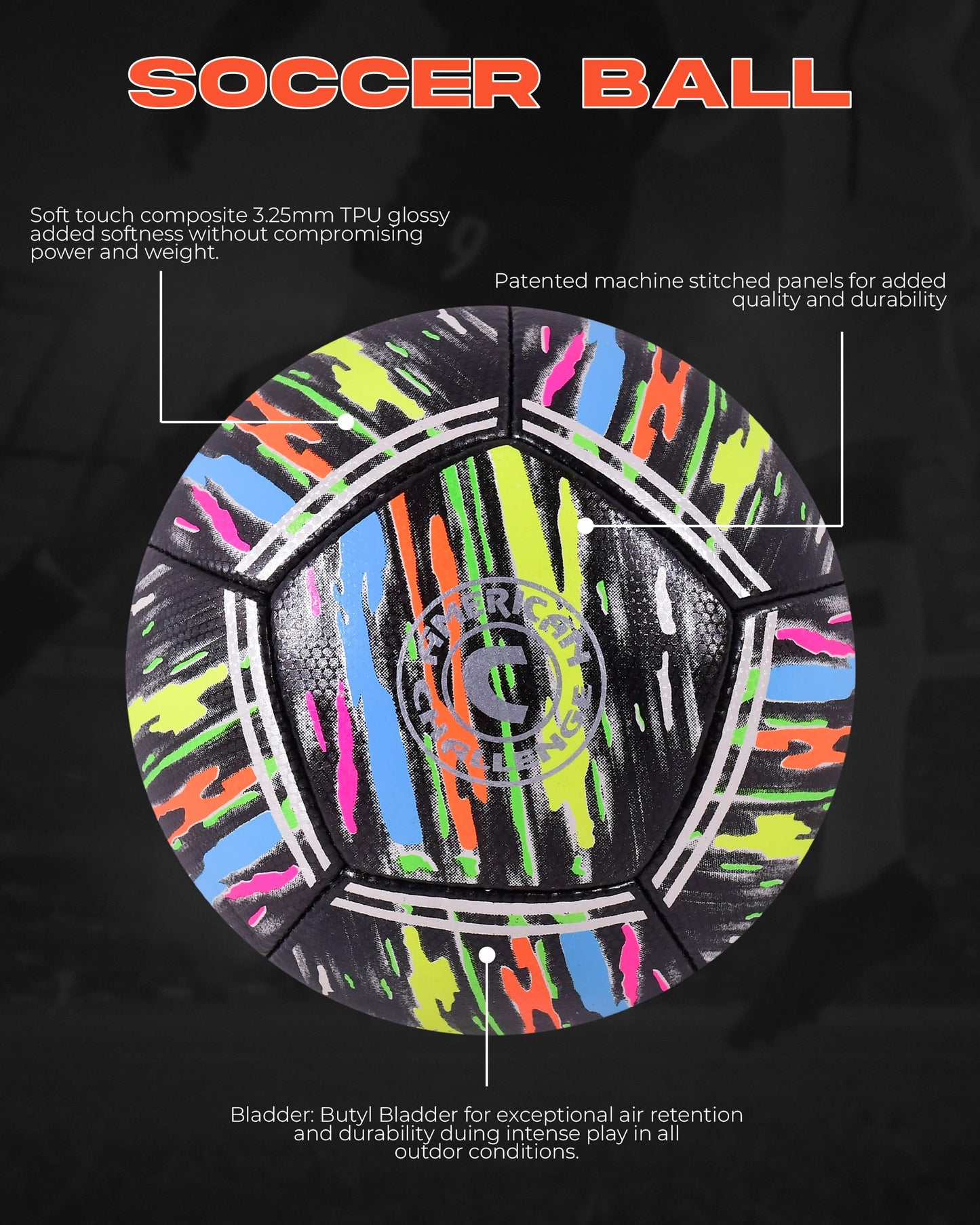 American Challenge Kura Soccer Ball (3, Black/White)