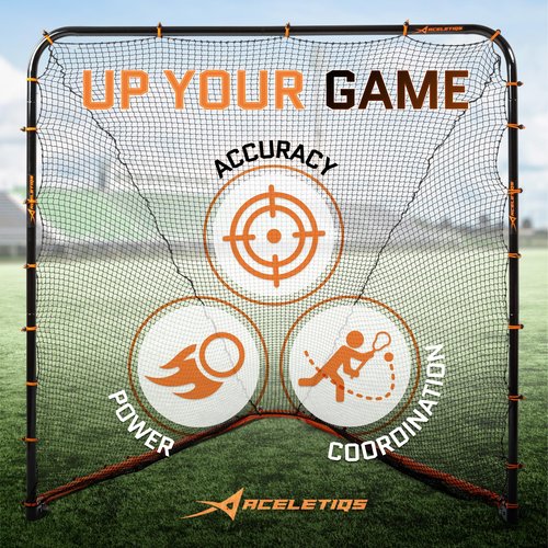 Lacrosse Goal Net (6'W x 6'H x 7'D) Folding Lacrosse Net for Backyard | Powder Coated Steel Frame, UV Treated Netting, Use with Rebounder & Backstop Goal Nets [Includes Carrying Bag & U Stakes]
