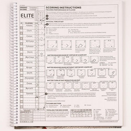 Elite Clipboards Baseball Scorebook - 50 Games Score Book Side by Side Score Keeping Book for Stats | Baseball Stat Tracking Book - High School, Middle School, Little League for Scorekeepers