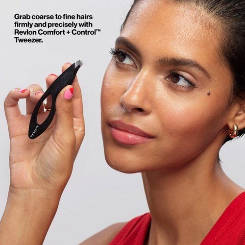 Revlon Comfort and Control Tweezer, Easy to Use Eyebrow Tool with Wide Grip, 1 count