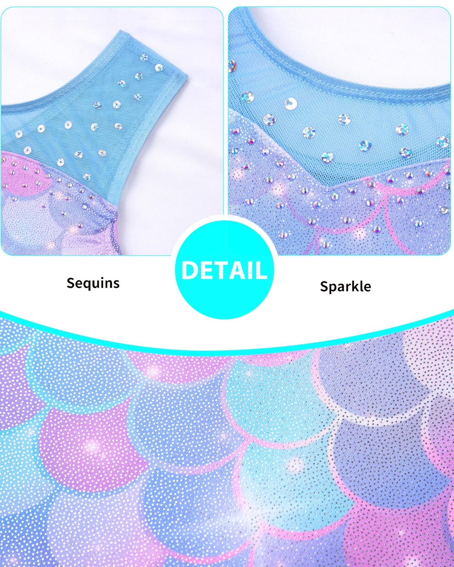 HOZIY 4t gymnastics leotards for girls 5t Spliced Mesh Strap Tumbling Outfits Biketard Practice Blue Mermaid Rhienstone Sparkly ropa de gimnasia para niñas