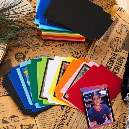Trading Card Dividers Multicolor Card Page Dividers Frosted Plastic Separator with Tabs for Games Sports, 2.7 x 3.8 Inches(50 Pieces)