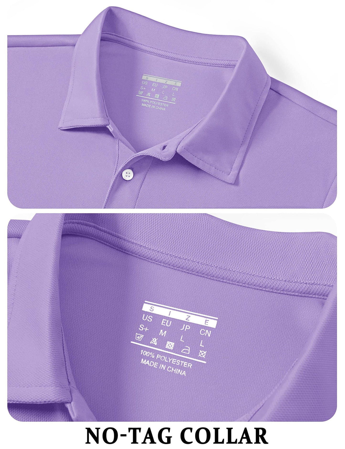 TACVASEN Mens Golf Shirt Dry Fit Mens Polo Shirts Short Sleeve Performance Golf Polos for Men with Collar Work Shirts Light Purple, M