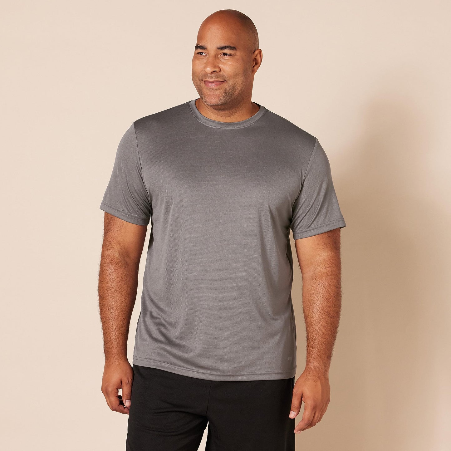 Amazon Essentials Men's Moisture Wicking Breathable Active Performance Tech Gym T-Shirts, Pack of 2, Black/Medium Grey, Small