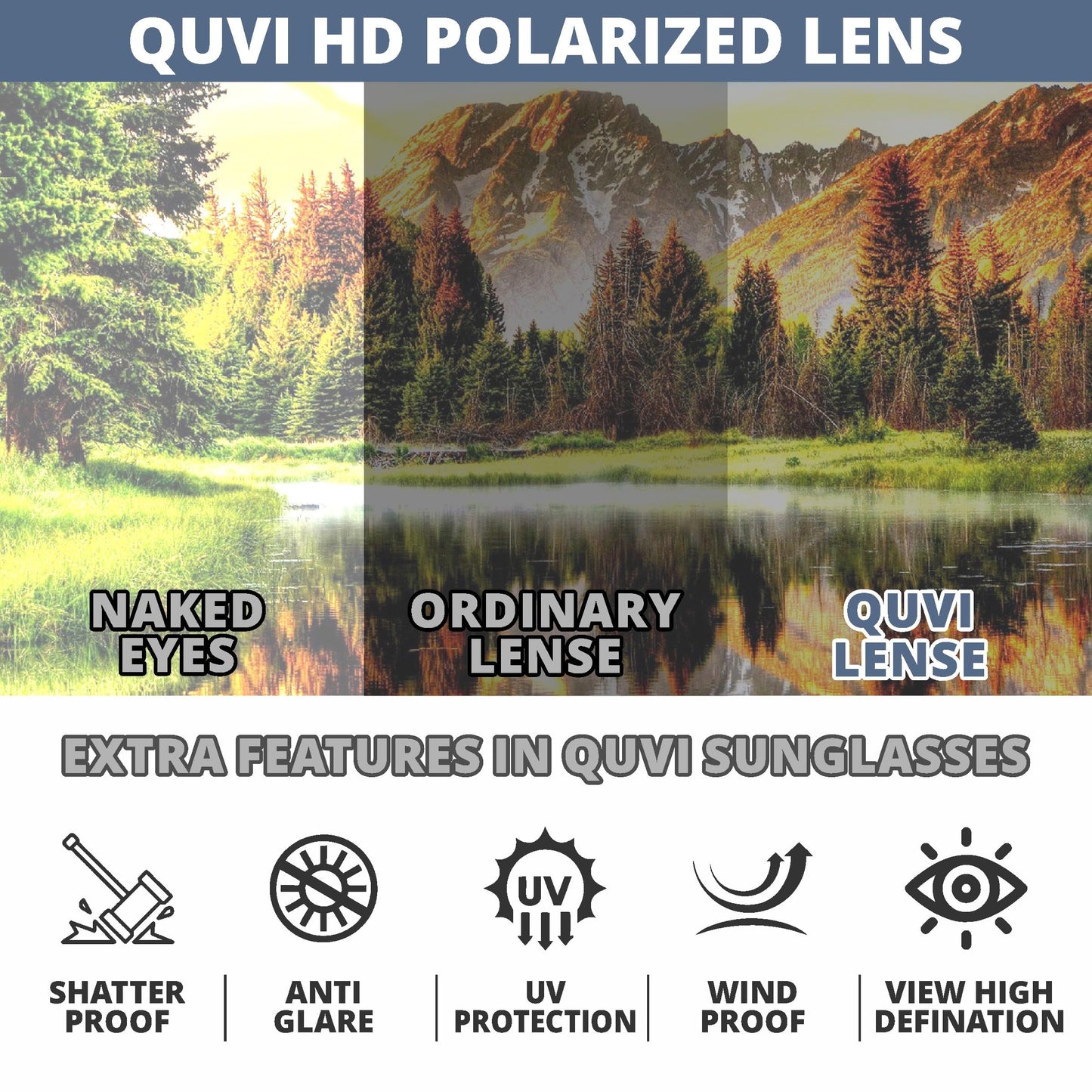 QUVI Polarized Sunglasses for Men | Mens Sunglasses Polarized UV Protection, Lightweight Men's Sun Glasses for Driving Sports Fishing Golf Cycling