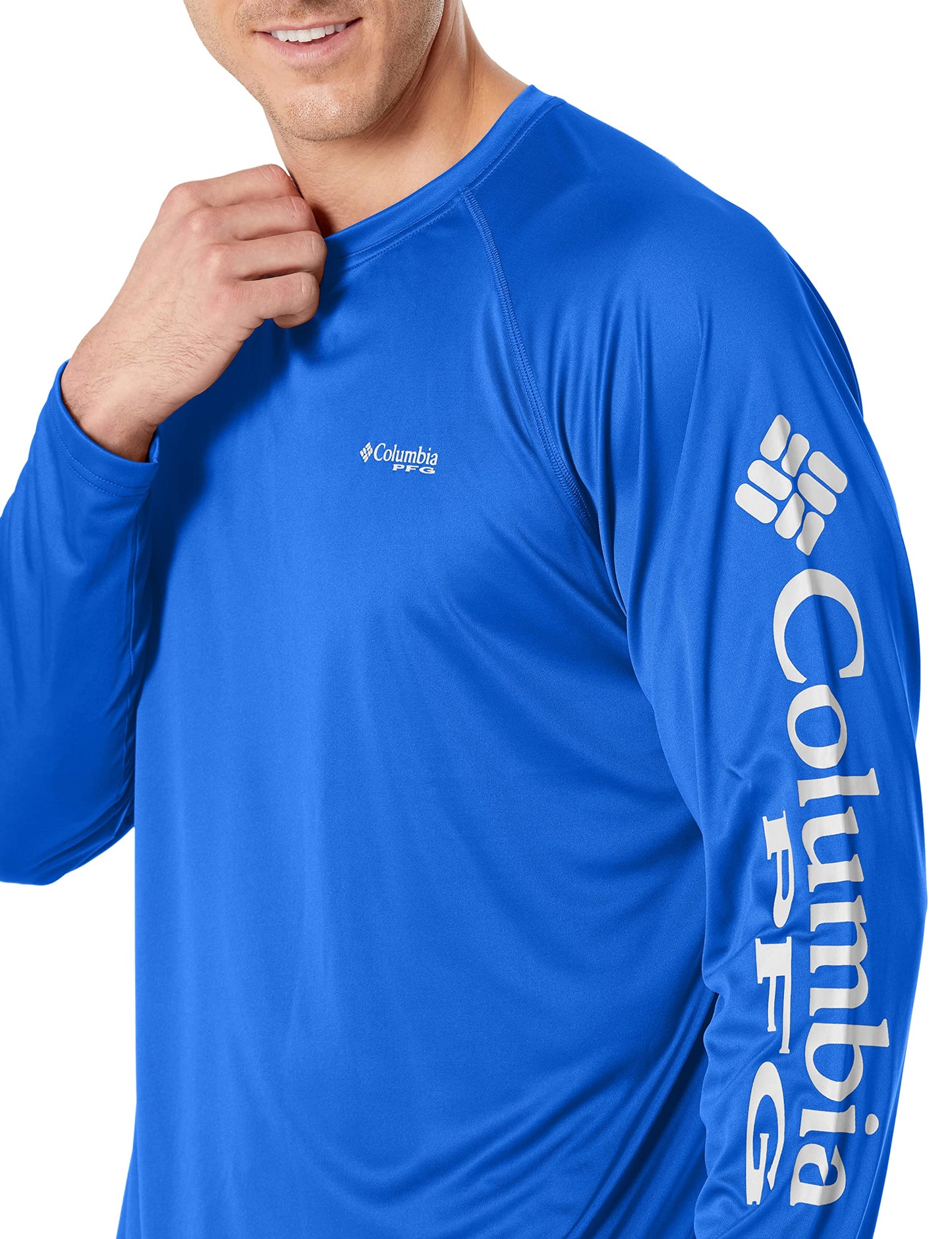 Columbia Men's Terminal Tackle Long Sleeve Shirt, Tanzanite/White Logo, 3X Tall