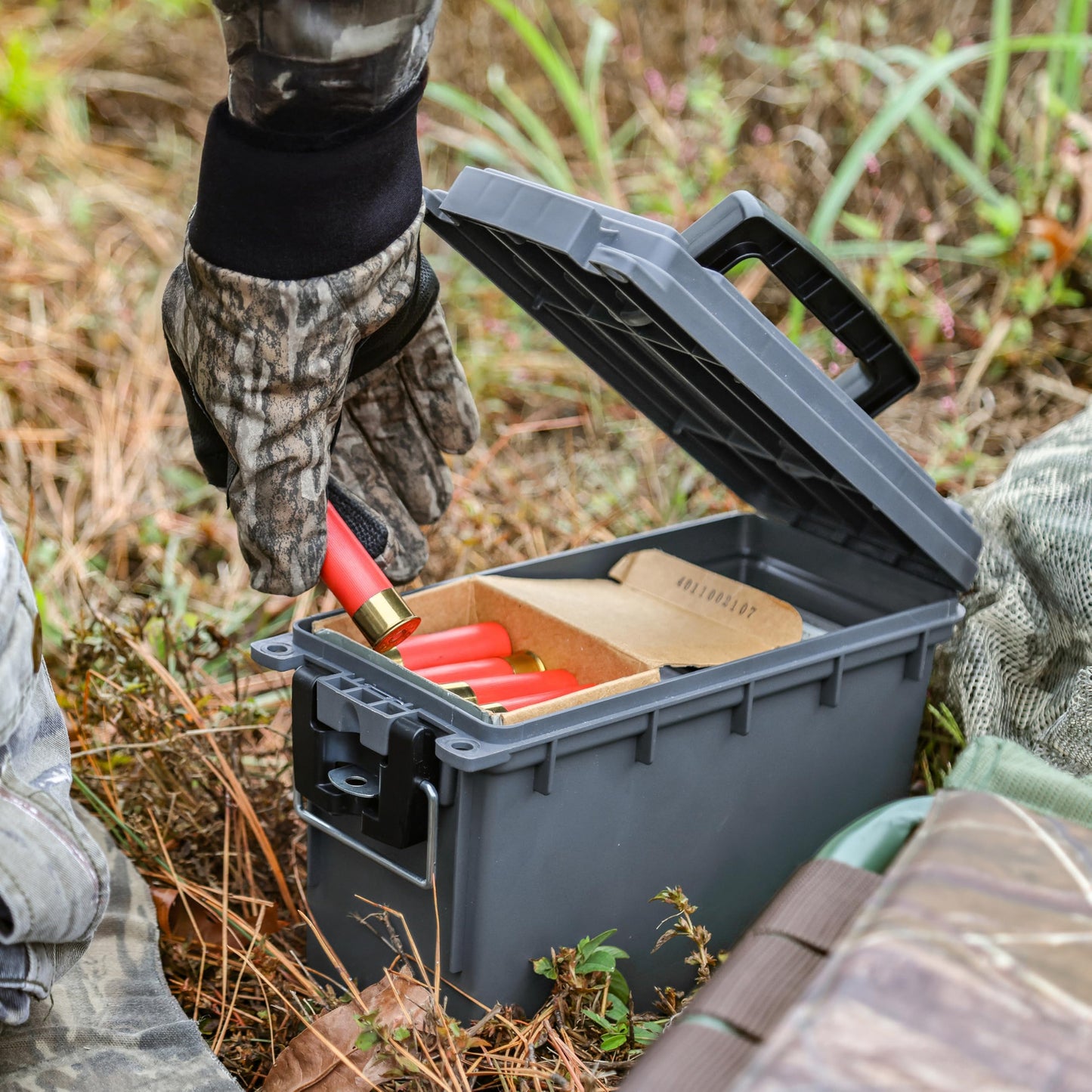 Sheffield 12792 2-Pack Ammo Storage Box, Stackable .30 Cal Field Boxes, Water and Dust Resistant, Lockable Storage Box with Handle, Secures Hunting Gear, Supplies, and Bullets, Made in USA, Gray