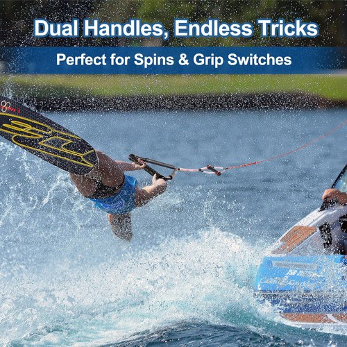 Affordura Wakeboard Rope with Dual Handle – 75ft 4-Section Ski Rope for Water Skiing, Towing, Tubing, Kneeboarding, Watersports – Floating Handles, EVA Grip, 1500 lbs Strength, Storage Bag Included