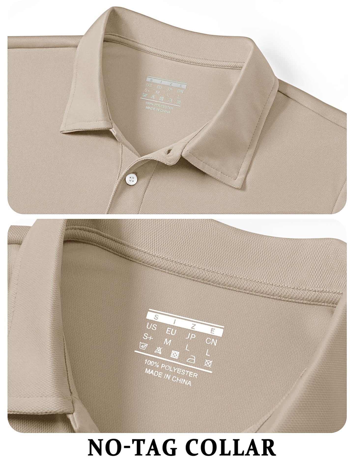TACVASEN Mens Golf Shirt Dry Fit Mens Polo Shirts Short Sleeve Performance Golf Polos for Men with Collar Work Shirts Khaki, 3XL