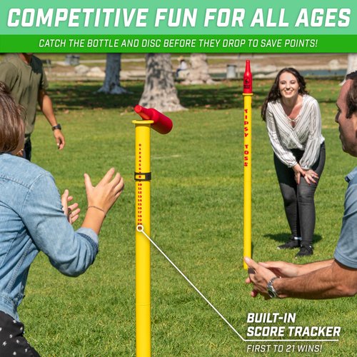 GoSports Tipsy Toss Game Set - Flying Disc Bottle Drop Yard Game