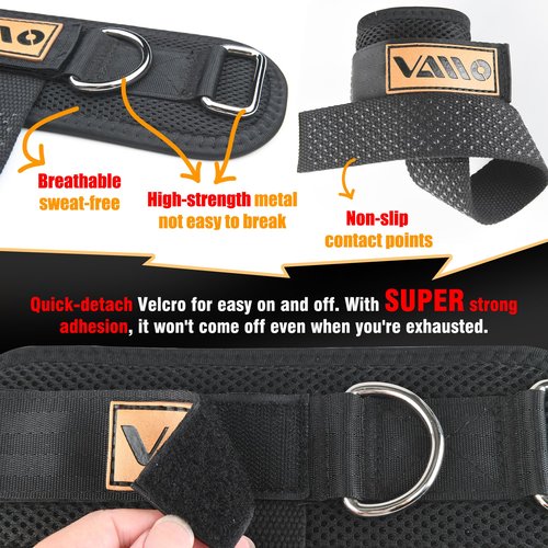 VAIIO 2Pcs Adjustable Weight Lifting Straps with D Ring | Original Non-Slip Dot Design for Deadlifts, Cable Machines & Powerlifting - 7mm Neoprene Padded Wrist Support with Breathable Mesh & Quick-Detach Hook-Loop - Reinforced Polyester-Cotton Straps for