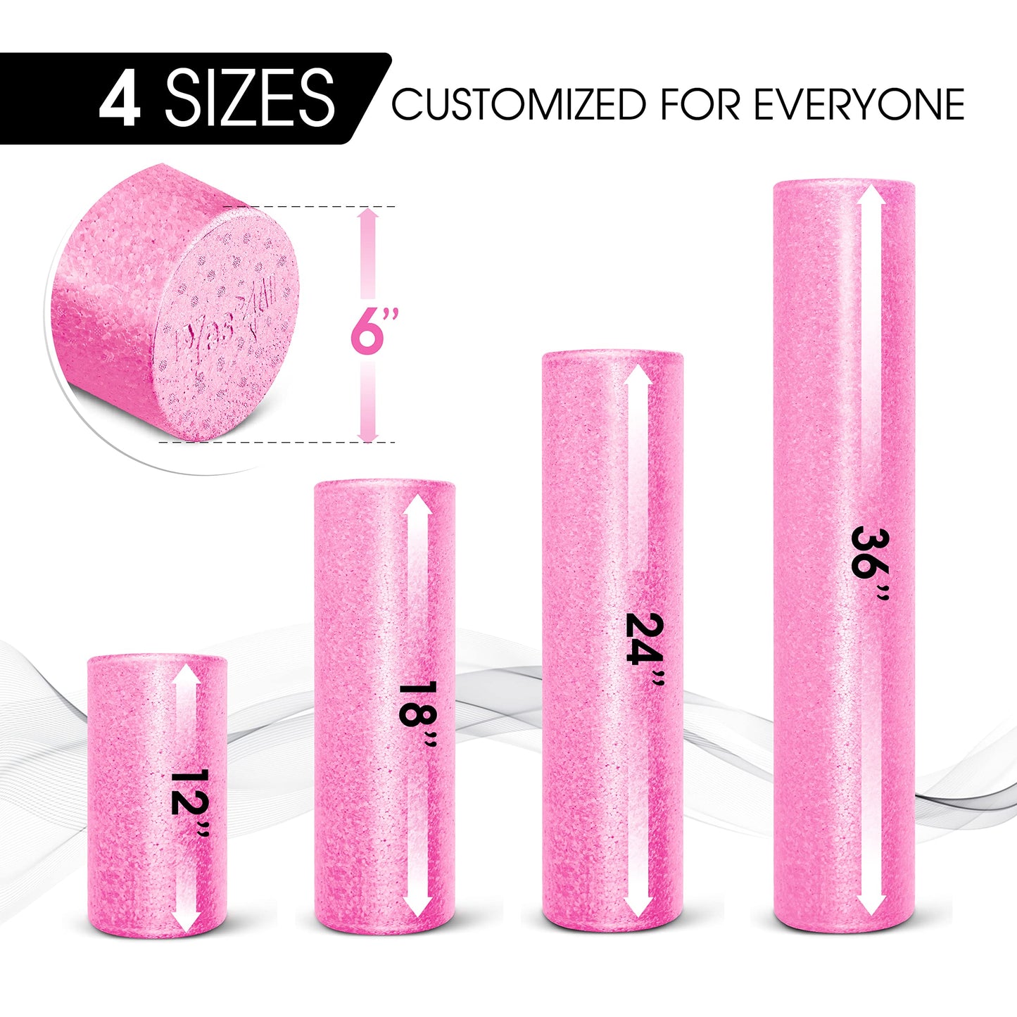 Yes4All High-Density EPP Round Back Roller Foam, Exercise Foam Roller for Yoga, & Pilates, Multiple Sizes and Colours, Fuschia Rose - 12 inches