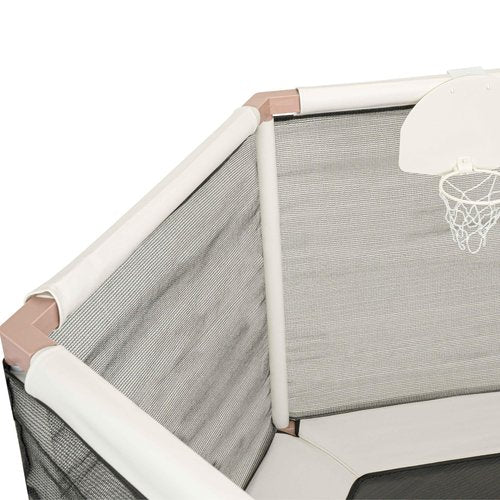 Square House Kids Trampoline, Aesthetic Indoor and Outdoor Toddler Trampoline with Safety Net, Basketball Hoop, 220lb Capacity, Ultra Safe No-Gap Design, Gifts for Boys & Girls (Sand, 5 FT)