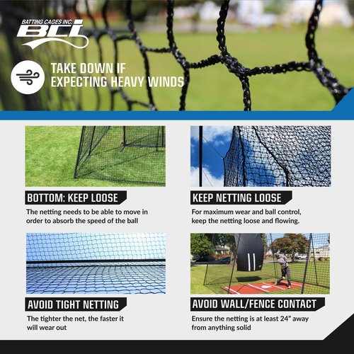 BATTING CAGES INC. BCI Freestanding Trapezoid Batting Cage with Net, Frame, Corner Kit, and Stake Down Kit, Baseball and Softball Training Equipment (55 Feet)