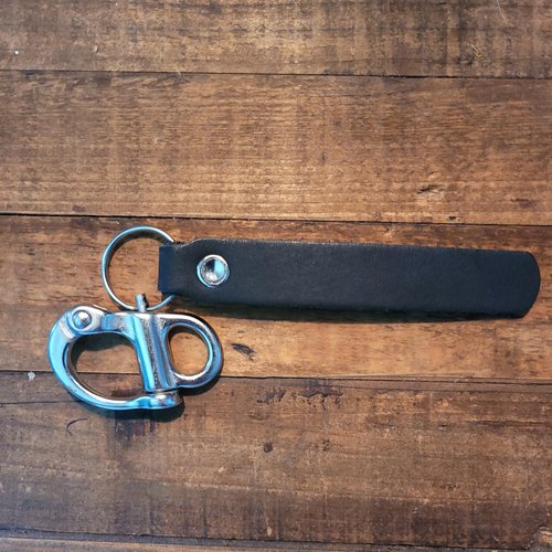 WorkingFire Firefighter Quick Release Shackle with Leather Handle for SCBA MASK Marine Grade Stainless Steel Fixed Snap Shackle Lanyard