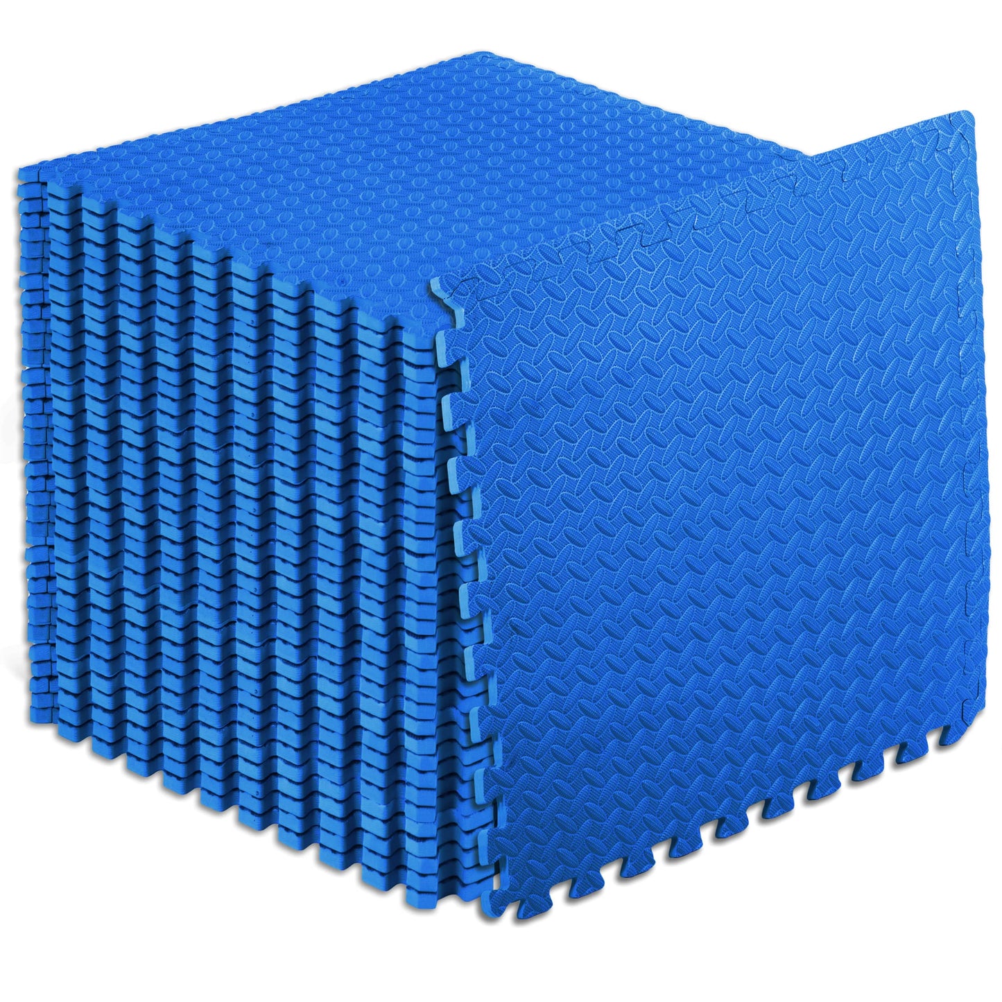 ProsourceFit Exercise Puzzle Mat ½-inch, EVA Interlocking Foam Floor Tiles for Home Gym, Workout Equipment, Kids Play Areas, Blue, 144 SQ FT - 36 Tiles