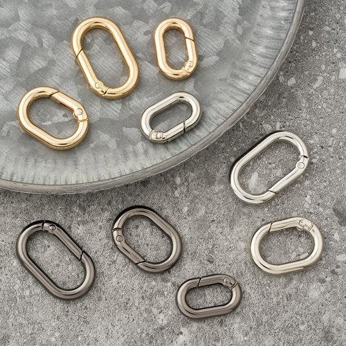 DEVPSISR 12Pack 1 Inch Small Carabiner Spring Hooks Metal Oval Clip for Purse Keychain Replacement,Climbing Hiking, Wallet,Car Key Rings(Gold)