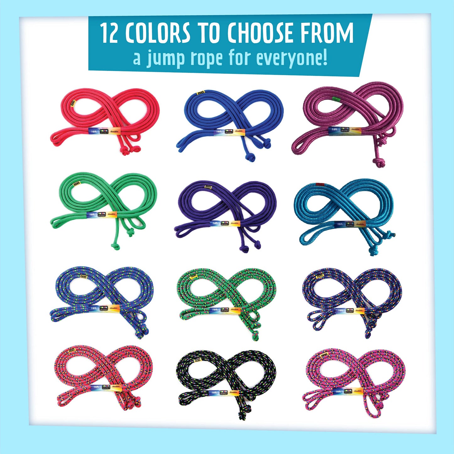 Just Jump It Black Confetti 16' Jump Rope - Double Dutch Jump Rope - Agility Play