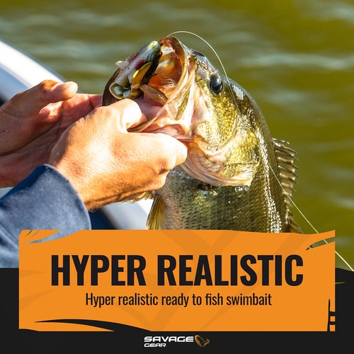 Savage Gear 3D Bluegill RTF Fishing Bait, 3/4 oz, Bluegill, Realistic Contours, Colors & Movement, Durable Construction, Heavy-Duty Jig Fishing Hook, Built-in Rattle, Scent Infused