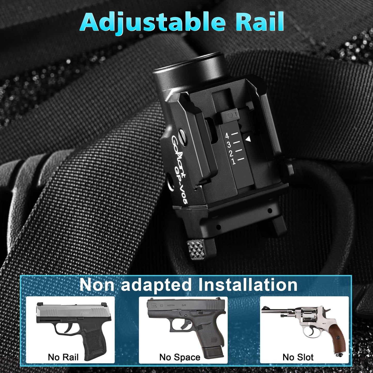 1500 Lumens Aircraft-Grade Aluminum Compact Pistol Flashlight, Picatinny Flashlights Laser Weapon Light, Subcompact Tactical Pistol Lights,Green Laser Light Combo For Handgun, Rechargeable Gun Laser