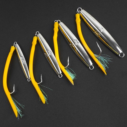 Fishing Jigs Saltwater Lures, 3pcs Diamond Jigs Striped Bass Jigging Spoons with Tube Lure Hooks Deep Sea Offshore Surf Fishing Heavy Metal Jig 1oz-4oz