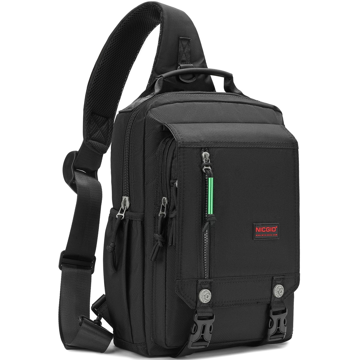 NICGID Sling Bags Chest Shoulder Backpacks, Laptop Backpack Crossbody Messenger Bag Travel Outdoor Men Women (Black, 14.1 inch)
