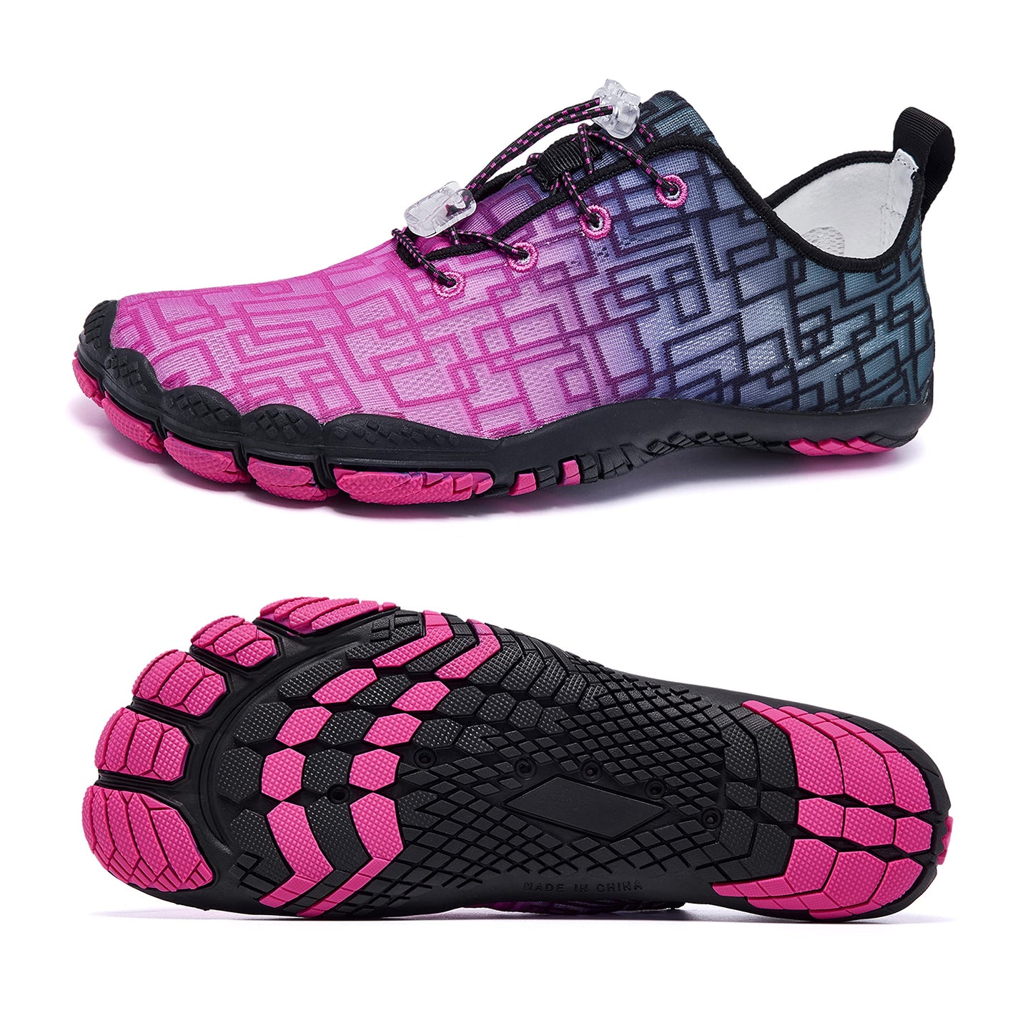 Racqua Swim Shoes Quick Dry Barefoot Water Aqua Sport Beach Surf Pool Hiking Diving Walking for Women Gradient Rose/Black 10.5