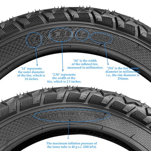 Felixstory 14x2.50(64-254) Outer Tire and Inner Tube, Compatible with 2.50-10 60/100-10 Bike, Dirt/Road/Kids Bike, Mountain Bicycle