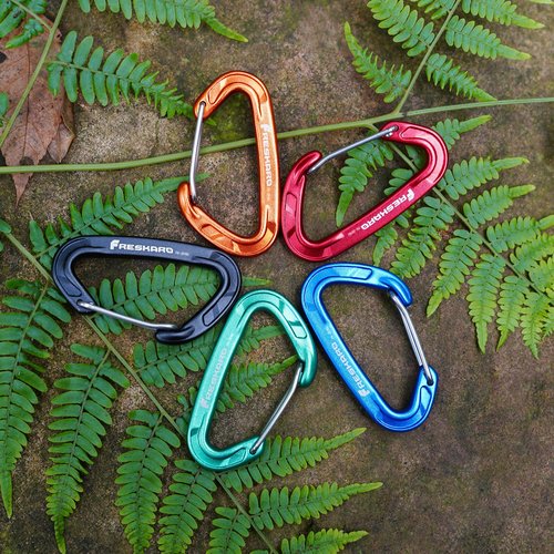 FresKaro Wiregate Carabiner Clip, 15kN Wire Gate Caribeener Heavy Duty, Caribeaner Spring Snap Hook, Strong, Lightweight, 5Pack for one of Each Color,Keychain, Key, Gym, Dog Collar, Outdoor Camping