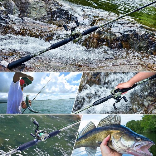 Sougayilang Fishing Pole Casting Reel Combo with Durable Rod Handle, Medium Heavy for Catfish Salmon and Steelhead- Right Handed- 7'0"