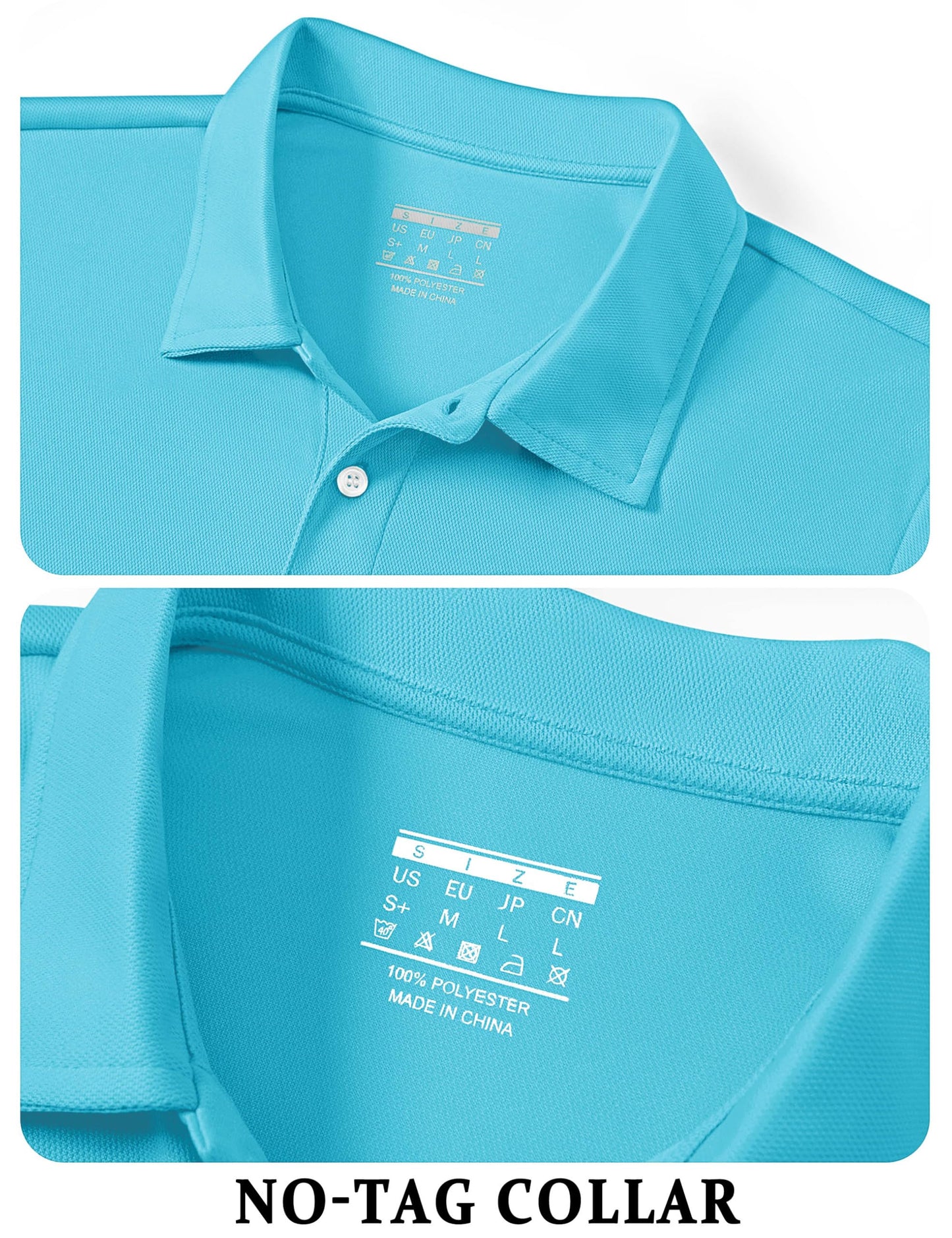 TACVASEN Mens Golf Shirt Dry Fit Mens Polo Shirts Short Sleeve Performance Golf Polos for Men with Collar Work Shirts Ice Blue, M
