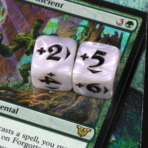 Die Hard Dice MTG Spin Down Counters - Power/Toughness Dice Set: 30 Piece Plus & Minus Variety Pack - Pearl White