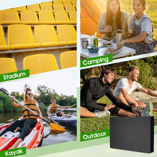 GQIRIL Portable Stadium Seat Cushion - Foldable Bleacher Seats Cushion with Shoulder Strap Pocket Cup Holder, Thick Padded Support Bleacher Chair Pad for Basketball Football Bench Sports Outdoor Event