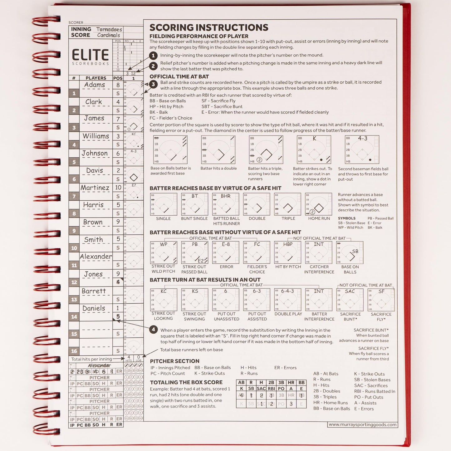 Murray Sporting Goods Elite Clipboards Premium Baseball/Softball Scorebook - 60 Games | Stats Score Keeper Book for Adult & Youth Baseball/Softball