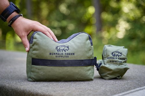 Buffalo Creek Supplies All Weather Durable Front and Rear Shooting Bag Combo, for Target Sports, Shooting Bench Rest Bag for Hunting & Competition Sports- Unfilled (Olive Drab)