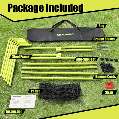 CHAOBING 7x4 FT Volleyball Rebounder Net, 5-Angle Adjustable with Steel Frame & High-Tension PE Netting, for Lacrosse, Baseball, Soccer Practice Perfect for Setting, Spiking, and Bumping (Green)